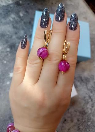 Серьги из натуральный розовый агат