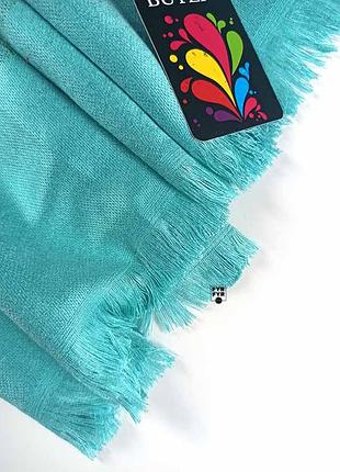 Роскошный палантин шелк шерсть шарф тканый узор жаккард гобелен пейсли голубой