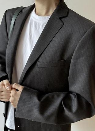 Жакет с мужского плеча шерстяной в полоску люксового бренда пиджак