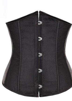 Сатиновый женский эротический корсет с открытой грудью s чёрный ( 170 004 )