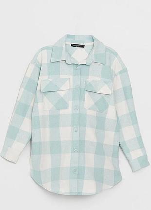 Теплая женская рубашка m-l в клетку для беременных оверсайз waikiki