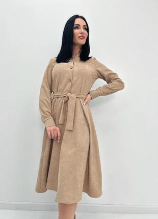 Жіноча вельветова сукня плаття міді вельвет тепла осіння демісезон зима