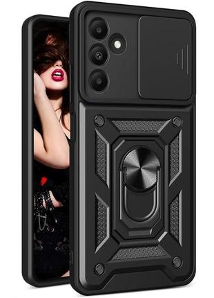 Чехол fiji camera defence для samsung galaxy a15 4g / a15 5g бампер с защитой камеры и подставкой black