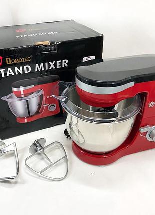 Миксер-тестомес планетарный domotec ms-1368 на 6 скоростей 3 насадки чаша 4 л 1500w shop