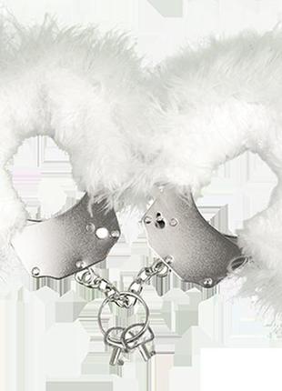 Наручники металлические с белым мехом adrien lastic handcuffs white