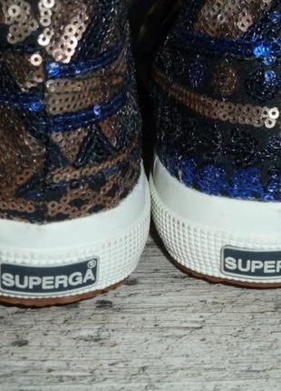 Новые кеды superga eur 39 , uk 5.5 , стелька 24,8 см обшиты пайетками подошва -полиуретан4 фото