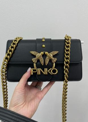 Pinko mini love bag Ergo one simply black/gold, женская кожаная сумка, женская кожаная кожаная сумка