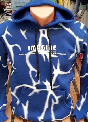 Худи теплый на флисе на рост 128-152