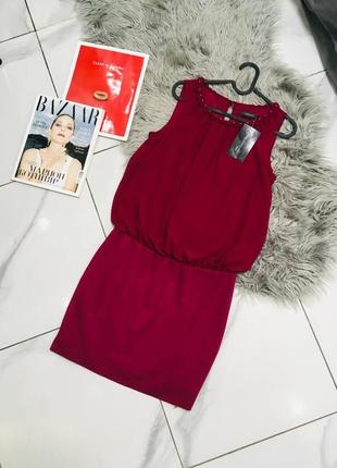 Платье бордо с жемчужинами esprit
