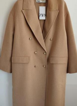 Шерстяное люкс линия пальто беж zara без подкладки