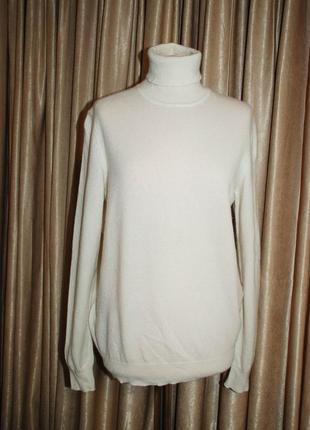 Гольф кашемировый свитер кашемир воротник с отворотом светлый молочный лонгслив