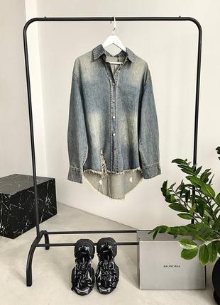 Джинсова брендова сорочка в стилі balenciaga