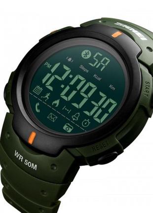Електронний годинник skmei 1301ag army green, smart watch, з датою, крокоміром, bluetooth, device clock4 фото