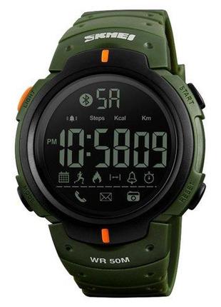 Електронний годинник skmei 1301ag army green, smart watch, з датою, крокоміром, bluetooth, device clock2 фото