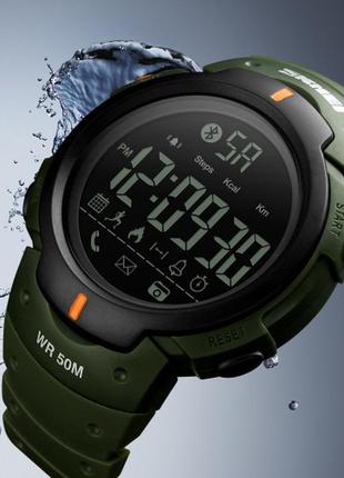 Електронний годинник skmei 1301ag army green, smart watch, з датою, крокоміром, bluetooth, device clock3 фото