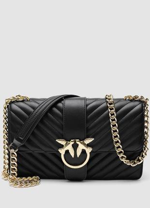 Pinko classic love bag one chevron black/gold, жіноча шкіряна сумка, женская кожаная сумка