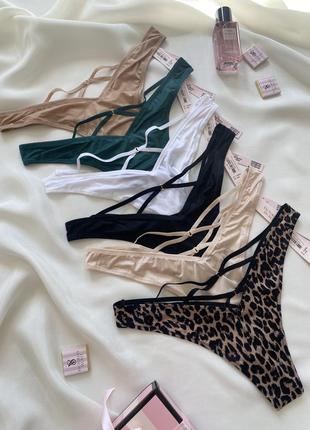 Трусики victoria’s secret very sexy strappy back high-leg thong panty оригинал лео стринги...