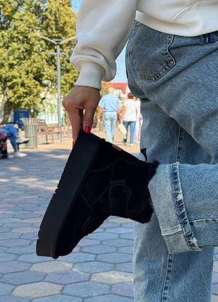 Угги женские черные натуральная замша на липучках