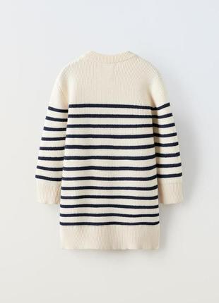Трикотажный удлиненный свитер zara полосатый свитер zara вязаное платье в полоску zara...