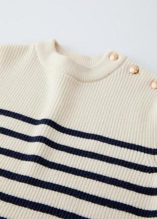 Трикотажный удлиненный свитер zara полосатый свитер zara вязаное платье в полоску zara...