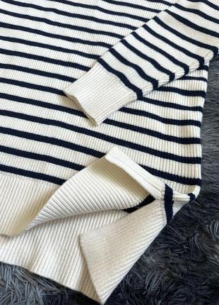 Трикотажный удлиненный свитер zara полосатый свитер zara вязаное платье в полоску zara...