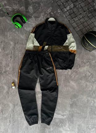 Чоловічий спортивний костюм adidas вітровка + штани чорний комплект адідас із плащівки весняний (b)