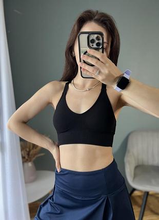 Черный спортивный топ в рубчик h&amp;m sport