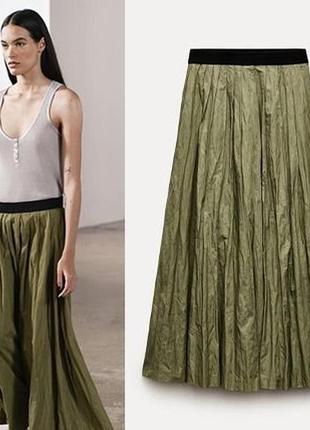 Zara юбка миди из жатой ткани