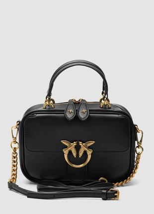 Pinko square simply mini calfskin bag Ergo black, женская кожаная сумка, женкая кожаная сумка