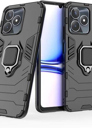 Чехол fiji ring для realme c53 (rmx3760) бронированный бампер с кольцом подставкой черный
