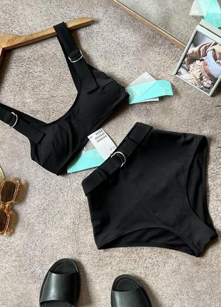 Купальник новый с бирками h&m в стиле олд мани old money черный разделительный s m