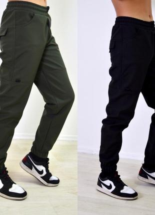 Теплі непромокаючі штани на флісі, чорні та хакі