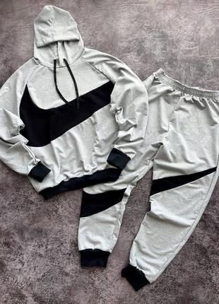 Мужской спортивный серый костюм nike big swoosh