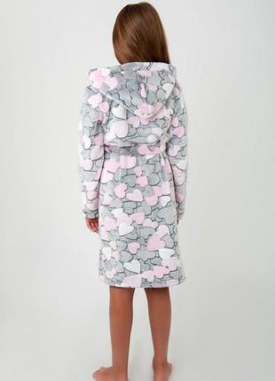 Халат в сердечка зірки для дівчинки, теплий махровий халат, підлітковий халат, теплый махровый халат для девочки, халат с сердечками звёздами7 фото