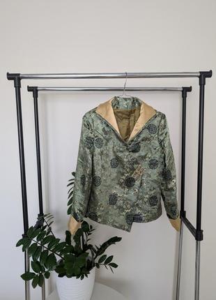 Вінтажний традиційний зелений китайський піджак з вишивкою