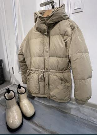 Пуховик s m оверсайз zara обʼємна куртка зима зимовий натуральний пух