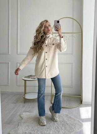 Пальто-рубашка / женская кашемировая рубашка - пальто есть обмен / женские пальто рубашки осенние цвет молоко / на пуговицах верхнюю одежду5 фото