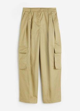 Широкі штани карго світлий хакі h&m м