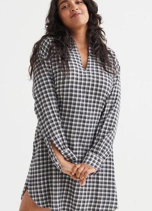 Платье в клетку свободного кроя h&m, хлопок