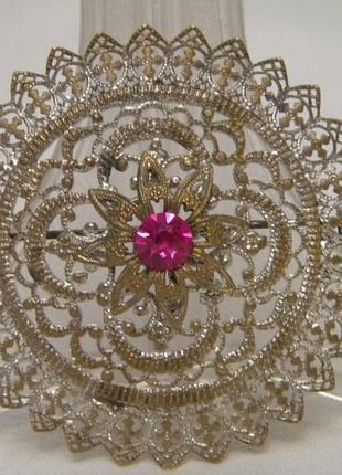 Ажурная брошь ссср 1950 годов камень винтаж №934