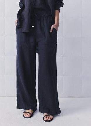 Брюки штани льон лляні zara m&s палаццо