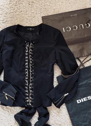 Пиджак, жакет elisabetta franchi оригинал бренд чёрный короткий нарядный жакет размер 38 на размер s,м