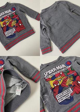 Marvel spider-man свитшот с утеплением 92/98 рост, 2/3 года