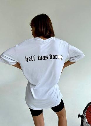Базовая женская оверсайз футболка из вискозы с надписью на спине3 фото