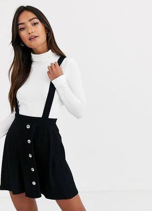 Мини-юбка-сарафан с пуговицами спереди asos design черного цвета м4 фото