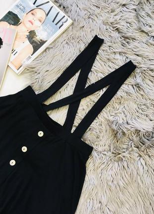 Мини-юбка-сарафан с пуговицами спереди asos design черного цвета м6 фото