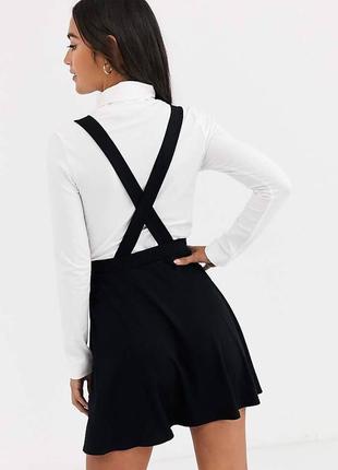 Мини-юбка-сарафан с пуговицами спереди asos design черного цвета м9 фото