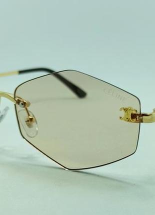 Окуляри брендові  жіночі сонцезахисні безоправні бежеві ромби