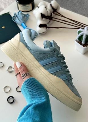 Кроссовки женские adidas campus x bad bunny blue из натуральной замши