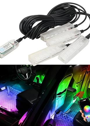 Автомобильная rgb подсветка салона с поддержкой приложения 4 шт usb